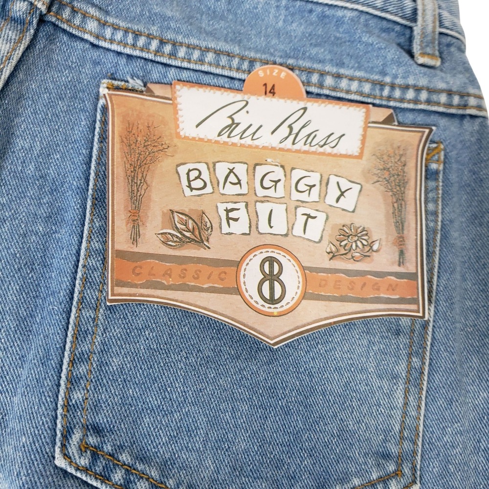 Bill Blass Vintage 90s Baggy Fit High Waisted Light Wash Denim Jeans Size 14 - Picture 2 of 11